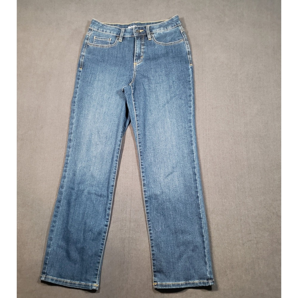 Style & Co Straight Leg Jeans Womens 4S Blue Mid Wash Stretch Casual Denim